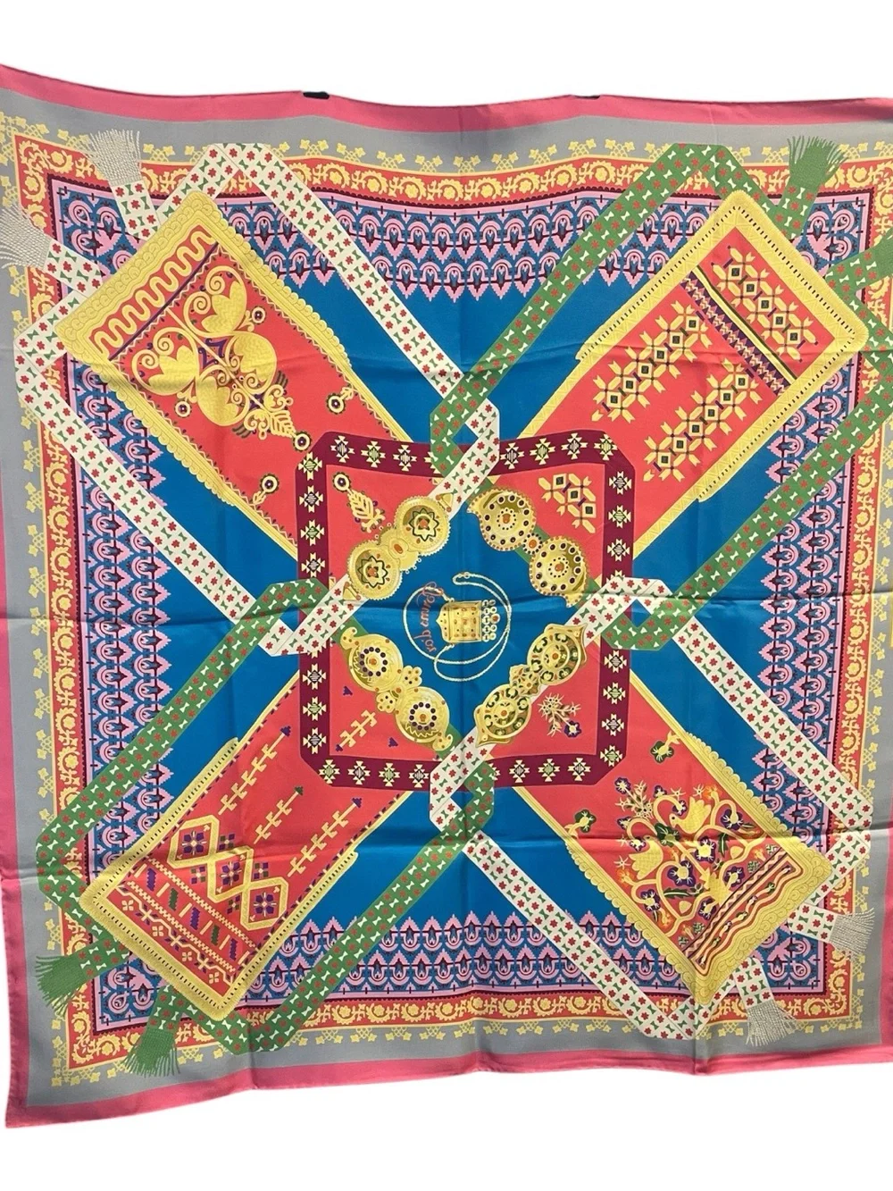 Hermes 'Brins d'Or' Patterned Silk Scarf, NEW